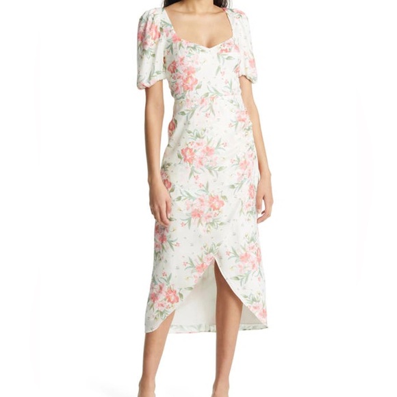 $218 Charles Henry Puff Sleeve Floral Dress Floral s XS 2 4 6 wedding guest - Picture 3 of 7